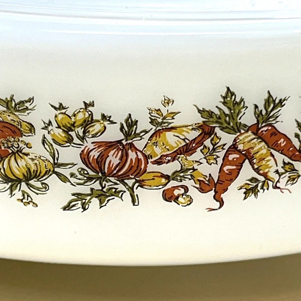 Vintage Anchor Hocking Fire King Harvest Vegetable 1.5 Qt Casserole Lid NOS